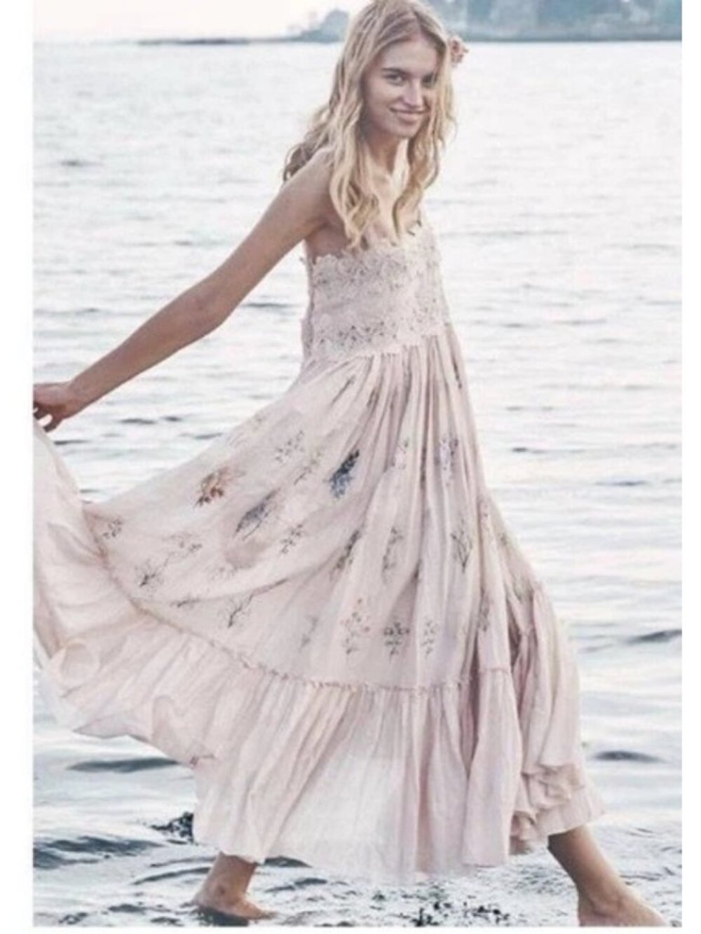 Caroline Constas Pink Floral Embroidered Cotton Guipure Lace Maxi Dress - Picture 2 of 11